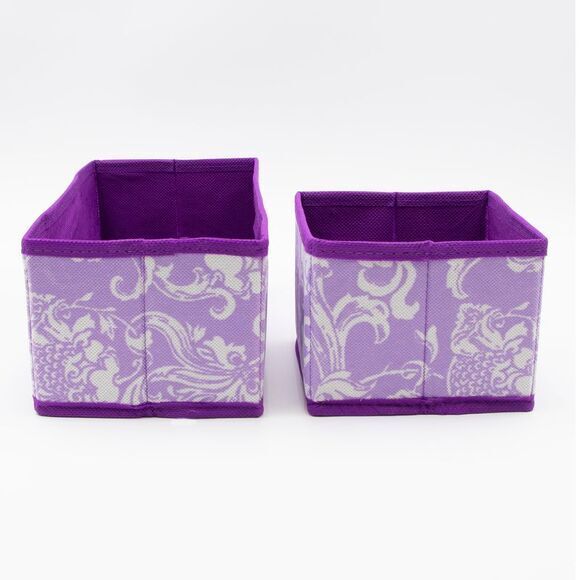 Purple Scroll Design Small Collapsible Fabric Storage Bin 3 PC Set - Picture 4 of 7
